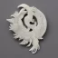 Placeholder: ivory brooch of a chinese phoenix, opalescent marble carving, decorative design, classical ornament, highly ornate, highly intricate, highly detailed etching, marble carving, warm lighting, linen backdrop