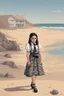 Placeholder: Wednesday Addams on the beach in California