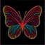 Placeholder: symetry!!, butterfly!!, view from a side, wings waving, logo, NFT, futuristic, curves, lines, simple, gradient