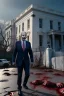 Placeholder: Ultra realistic image, joe biden zombie, zombie performance, suit, skull, blood, torn arm, night, walking twisted, waist up view, thriller style, dark ambient, highly detailed, White House background, concept art, unreal engine 5, god rays, ray tracing, RTX, focal lighting, ultra detail, volumetric lighting, 3d, finely drawn, high definition, high resolution.