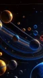 Placeholder: Planets of the solar system around the sun in boasteroid mining construction