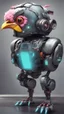 Placeholder: CHICKEN robot made of cotton candy, sci-fi, cyberpunk, full body, ultra realistic, virtual reality, cyberpunk city and colors