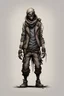 Placeholder: full body of a human scavenger, post-apocalyptic, concept art sketch, blank background