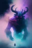 Placeholder: fog and smoke in a shape of a monsterous demon beast humanoid and a colour of cosmos