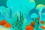 Placeholder: A cyan reef with icy jellyfish painted by Andy Warhol