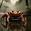 Placeholder: A guitar playing crab,sitting in a small swamp in the rainforest