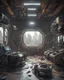 Placeholder: Futuristic room made with engine parts and wires dysoptia cyberage HAWKEN postapocalyptic dysoptia scene photorealistic uhd 8k VRAY highly detailed HDR