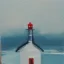 Placeholder: tiny oil painting of tiny lighthouse, plain white background, solid white background, tiny white canvas, tiny white frame, plain white wall, melancholy, tender, moody, vintage, delicate arrangement, beautiful composition, etsy, aesthetic layout, plain solid white background