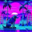 Placeholder: A 2D Vaporwave would depict the robotic dog from Doctor Who in bright neon purples, pinks, and blues, with digital glitch patterns, gradient transitions, and a retro-futuristic background of grid patterns, pixel art palm trees, and Japanese kanji characters, blending K-9’s boxy, angular form with the nostalgic and surreal aesthetics of vaporwave, he is a robot dog, and is blocky.