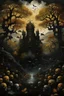 Placeholder: black kingdom with garden of faces in autumn dream