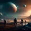 Placeholder: People living in a new planet, cinematic photo