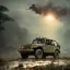 Placeholder: vietnam war. war report. jeep in jungle. poster. bokeh. lens flare. warm lights. high detailed. beksinski