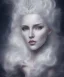 Placeholder: portrait borders ice white Princess with white hair, a crown