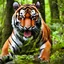 Placeholder: 8k photo realistic cinematic potrait of tiger in beautiful rain forest inside view photo shot