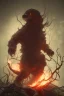 Placeholder: Full body photography of ethereal ANGRY PET , Fire theme art, Dark moody night atmosphere, by Michelangelo, 8K, high body details, anatomically perfect body, oak tree roots, purple, red,