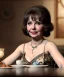 Placeholder: Ultra realistic photographic portrait, Gina Lollobrigida woman sitting with arms resting on Italian kitchen table, ravioli dish, renaissance style decoration, soft color, highly detailed, unreal engine 5, ray tracing, RTX, lumen lighting, ultra detail, volumetric lighting, high definition.