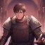 Placeholder: A shy and awkward young man in medieval iron armor with short brown hair