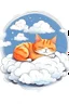 Placeholder: orange cat with stripes in heaven sleeping on a cloud