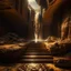 Placeholder: a staircase into a portal to the desert in the middle of a waterfall, photo-realistic, shot on Hasselblad h6d-400c, zeiss prime lens, bokeh like f/0.8, tilt-shift lens 8k, high detail, smooth render, down-light, unreal engine, downlight