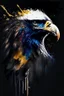 Placeholder: abstract painting, watercolor, full color, black background, 8k resolution, splashed, varied brushstrokes, eagle head