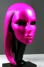 Placeholder: Black rubber face with rubber effect in all face with fuxia long rubber effect hair