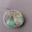 Placeholder: pendant in a form of two conjoined silver coins, watercolor, large strokes, artwork, fantasy