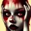 Placeholder:  horror, blood, girl clown, darkred tones,