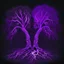 Placeholder: two trees with roots connected purple dark neon