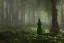 Placeholder: green robed elf in forest facing away, highly detailed, 8k, atmospheric lighting, trending on artstation