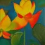 Placeholder: painting botle lotus, backlit, pastel, vangoh, indochina