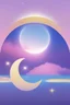 Placeholder: sky colored purple blue and pink and white , ocean , white moon , yellow stars