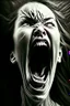 Placeholder: detailed image, female head, screaming