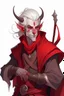 Placeholder: lowborn rogue male red tiefling white hair white eyes dnd