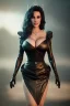 Placeholder: Lisa Ann as evil queen in black leather gown, angry, busty, curvey, cleavage, unreal 5, octane render,cinema4d, dynamic lighting, dramatic lighting, 4k, redshift render, highly detailed, hyper realistic