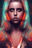 Placeholder: danish singer mø face, cyberpunk,orange tones,