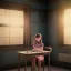 Placeholder: Study girl in classroom by he window ,movie, real photo realistic, unreal engine, cinematic lighting --ar 1:1 creative