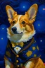 Placeholder: Portrait of a corgi in victorian clothing in the style of a starry night by vincent van gogh