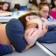 Placeholder: girl trying to sleep in class