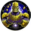 Placeholder: thanos with infinity gauntlet animated inside a medalion