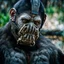 Placeholder: Cyborg, Ape, breathing device, gas mask, respirator Christopher Nolan, Dystopian, Extreme depth of field, bokeh blur, Alberta, all-natural, in the style of candid, imperfection, natural lighting, Fuji Film, Anamorphic lens