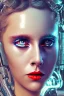 Placeholder: face Danish Singer MØ cyberpunk, blue tones, high lighting