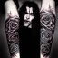 Placeholder: A perfect long-haired Vampire, perfect eyes,perfect face, full tattoos of gothic roses art and galaxy ,8k resolution, high-quality, fine-detail, intricate, digital art,volumetric lighting,highly detailed, masterpiece, delicate detailed, sharp focus, insanely detailed, fantasy art, intricate detailed, elegant, fog, Special Lighting, Vibrant, color Scheme, forest, unreal engine 5, trending on artstation,phighly detailed fantasy rose tones portrait, style Daniel Merriam and Jacek Yerka