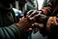 Placeholder: Interlaced hands on a background of city streets. photograph taken with Fuji XT-3 camera and 35 mm lens Real photograph. Photojournalism