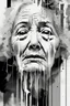 Placeholder: A surreal digital painting of an old woman's face dissolving into abstract black and white brushstrokes and pixelated glitches. Her eyes looking up , and she appears serene, as if lost in a dream or transcending reality. The background is minimalist, emphasizing the contrast between fluid ink-like drips and structured geometric distortions. High-detail, high-resolution, monochrome with soft lighting and dramatic contrast.