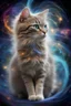 Placeholder: "Travel of a quantum cat" Against the background of a whirlwind of quantum particles, past the blurry boundaries of reality, a quantum cat is at the intersection of capabilities. Its fur flickers in different colors, as if a reflection of the world in which it exists. The cat looks at the lens of the invisible camera, and his gaze seems to catch particles of uncertainty. A mysterious object is kept in his paws, which at the same time is and is not. Around the quantum cat, colored vortices of p