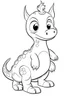 Placeholder: artistic outline for a cute dinosaur page, white background, full body, only use outline, line art, white background, no shadows, clear and good