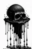 Placeholder: Drawing of a black slime spilling over a black work style skull