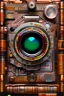 Placeholder: futuristic pinhole camera in Kente, rusted clocks lens, cinematic, scaffolding, 8k quality