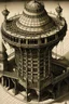 Placeholder: A tower on an airship painted by MC Escher