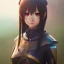 Placeholder: Anime girl cute neck head portrait, warrior costume, village, meditation, 8k quality